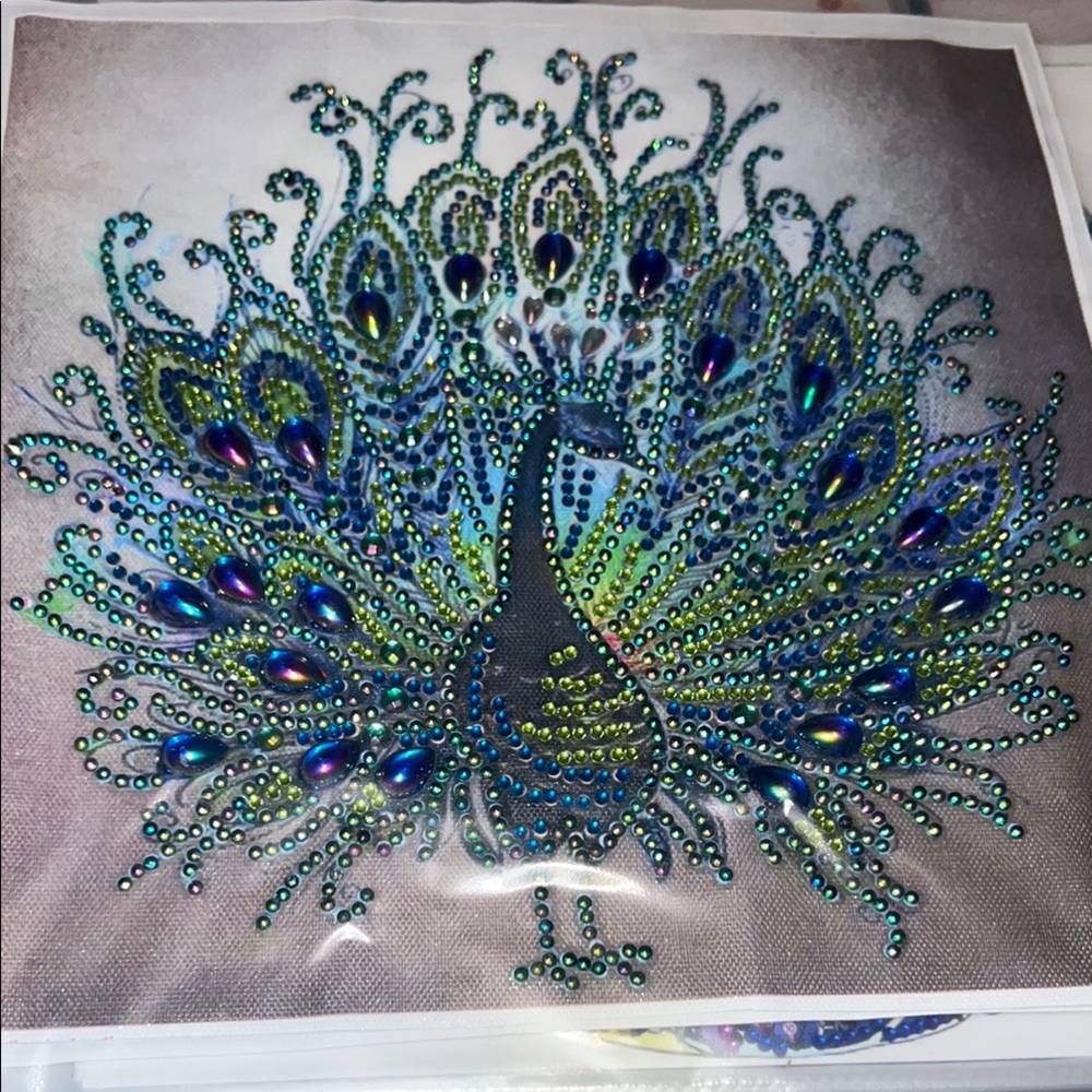 Colorful Beaded Peacock Artwork